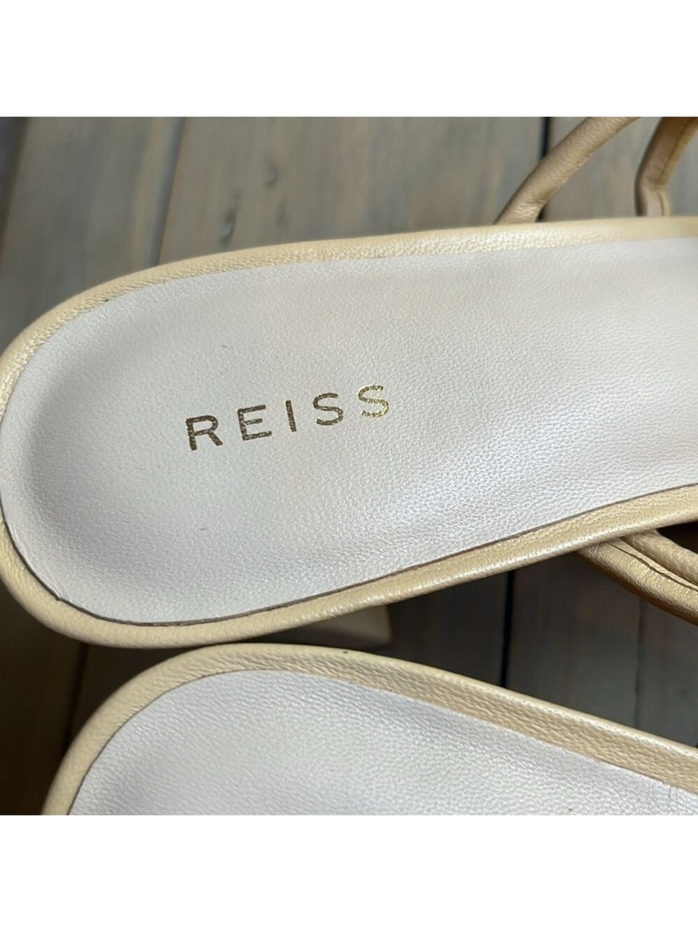Reiss Emmy Leather Strappy Block Heels in Cream Size 41, 10.5 US - Picture 5 of 8